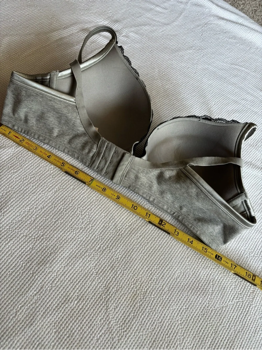 Cacique Gray Bra with Black Lace Trim